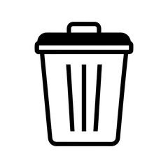 Simple trash bin icon with lid and handle for waste management and cleanliness art