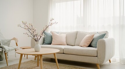 Minimalist Serene Living Room with Natural Light