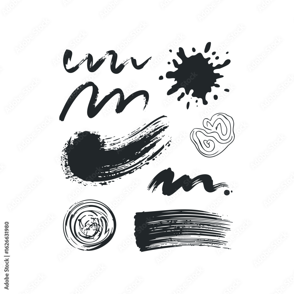 Canvas Prints ink strokes and splatters collection of paintbrush marks isolated on white