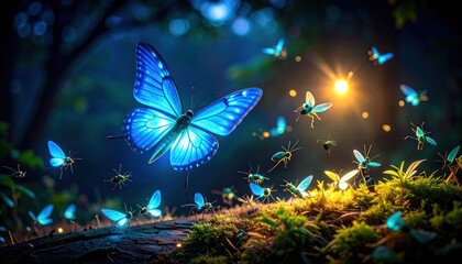Blue Butterfly Fairy Dust Forest Nature Magic Dreamy.