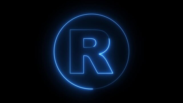 Neon rand icon animation. Glowing neon rand money icon, looped animation. rand currency sign, bank, Business and finance conceptual neon rand. neon blue rand currency on black background.