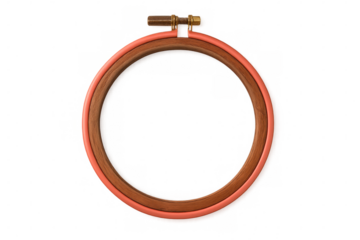 Wooden embroidery hoop, clear background, highlighting artisan crafting tool for creative project needs