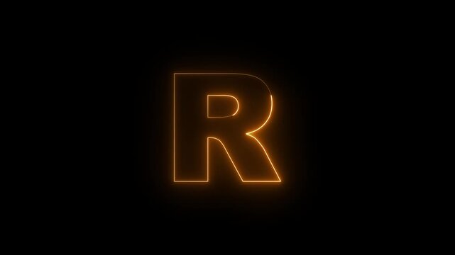 Neon rand icon animation. Glowing neon rand money icon, looped animation. rand currency sign, bank, Business and finance conceptual neon rand. neon golden rand currency on black background.