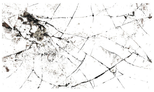 Grunge broken glass texture with cracked, shattered window overlay for vintage distressed album cover background. Vector illustration of smashed, punk damaged glass effect
