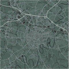 Fototapeta premium Map of Lancaster in Pennsylvania in a smooth dark style. Contains layered vector with roads water, parks, etc.