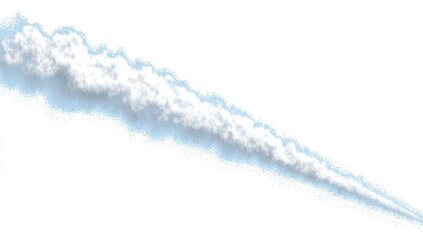 Light blue, wispy, diagonal cloud of smoke or vapor against white background