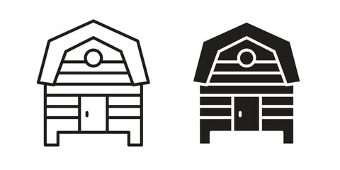 Chicken coop icon, outline style icon for web site or mobile app, vector graphics © Pop