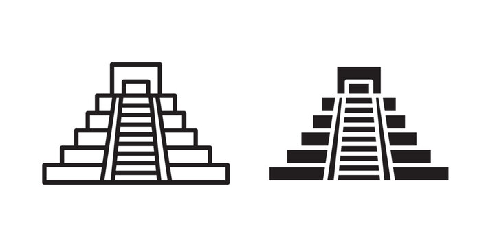 Chichen Itza icon, outline style icon for web site or mobile app, vector graphics
