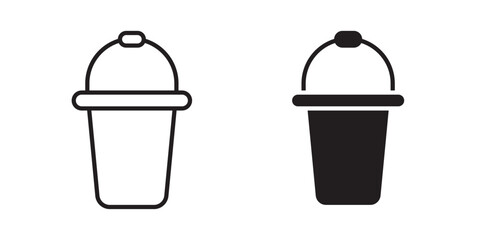Bucket icon, outline style icon for web site or mobile app, vector graphics