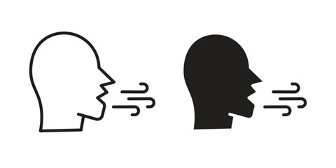 Breath icon, outline style icon for web site or mobile app, vector graphics