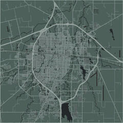 Map of Abilene in Texas in a smooth dark style. Contains layered vector with roads water, parks, etc.