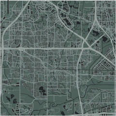 Fototapeta premium Map of Irving in Texas in a smooth dark style. Contains layered vector with roads water, parks, etc.
