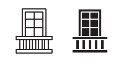 Balcony icon, outline style icon for web site or mobile app, vector graphics