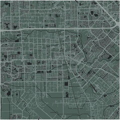 Map of Pearland in Texas in a smooth dark style. Contains layered vector with roads water, parks, etc.