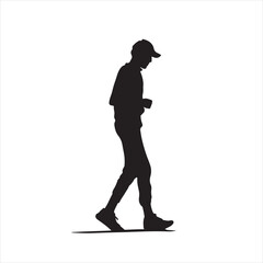 Silhouette of a Race Walker Athlete - Vector Illustration