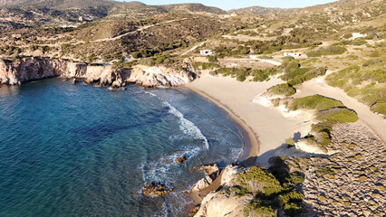 Aerial View of Ammoudaraki beach, Milos island, Greece