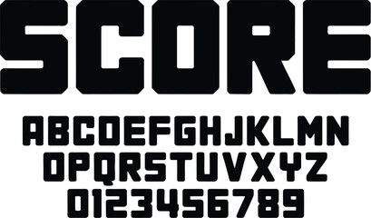 Bold Octagonal Block Font - Sports Jersey, Scoreboard, and Athletic Typography Alphabet and Numbers Set