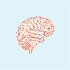 Minimal Line Art Human Brain Vector Illustration - Modern Abstract Design