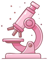 Stylized Pink Microscope Illustration for Scientific Research and Exploration