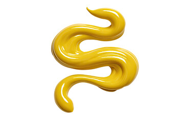 Obraz premium A swirling, glossy, mustard-yellow blob, resembling a snake or a stylized S. It has a smooth, almost liquid texture, and a slightly raised, 3D effect