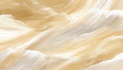 Abstract landscape of flowing, light beige and off-white textured brushstrokes
