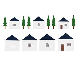 手描きの家のイラストのセット