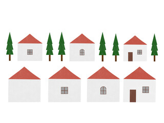 Fototapeta premium 手描きの家のイラストのセット