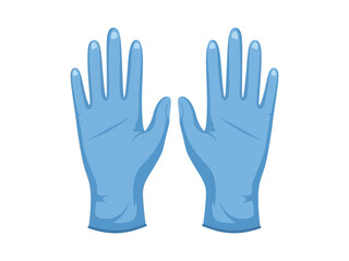 Obraz premium A pair of blue protective medical gloves with open palms, depicted in a simple, clean illustration.