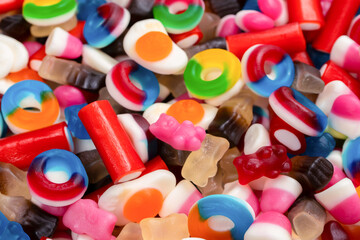 Tasty mix of jelly colorful candies.
