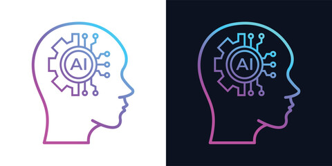Artificial Intelligence AI Chip And Circuits In The Brain. A Set Of Creative Brain And Circuit Designs Representing Artificial Intelligence And Digital Innovation