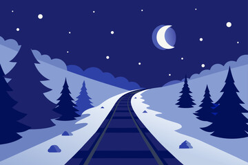 Fototapeta premium christmas night landscape