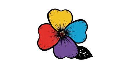 Colorful flower illustration with vibrant petals isolated on transparent background