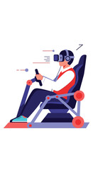 Immersive virtual reality experience driving simulator engages users in realistic digital racing adventures