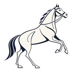 Fototapeta premium Elegant Line Art Logo of a Rearing Horse with Bridle