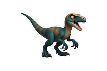 Fototapeta premium 3D cartoon Velociraptor dinosaur, Isolated on Transparent Background
