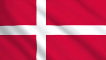 Fototapeta premium Danish flag with red field and offset white Nordic cross—symbol of Christianity, tradition, and sovereignty.