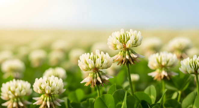 White Clover Flowers in a Field Summer Meadow Nature Spring Blossom Botany Floral Background