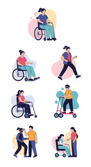 Fototapeta premium Understanding diverse abilities and inclusive society through character illustrations