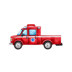 Illustration of a red emergency medical truck