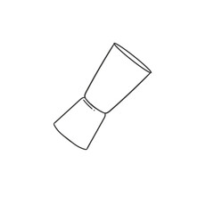 Set of original hand-drawn cocktail jigger illustrations in a minimalist, linear style. Tools for preparing cocktails and alcoholic beverages for posters, cards, mixology, bars, cocktails, and graphic