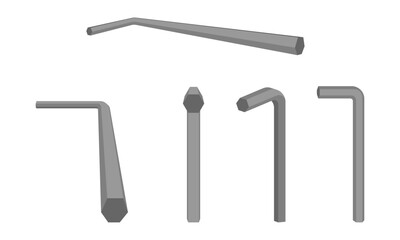 hex key or hex wrench set vector illustration isolated on white background.