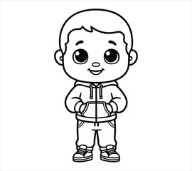 Obraz premium Child Silhouette Vector – Cute Hoodie Chibi Boy