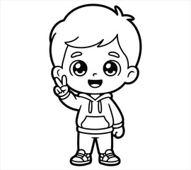 Cute Child Character – Chibi Boy Silhouette Vector