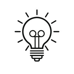 Bold Line Art Lightbulb Icon: Bright Idea, Innovation, Solution Concept