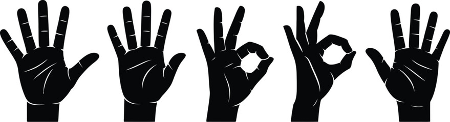 Obraz premium Set of woman hands in various gestures isolated