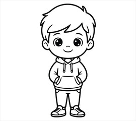 Cute Standing Boy – Chibi Silhouette Vector Clipart