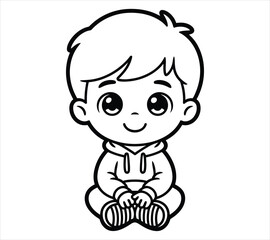 Obraz premium Flat Vector of Chibi Boy Silhouette – Minimal Style