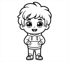Obraz premium Kawaii Boy Vector Silhouette – Microstock Ready