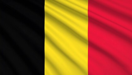 Belgian flag with vertical black, yellow, and red stripes—symbol of strength, wealth, and courage.
