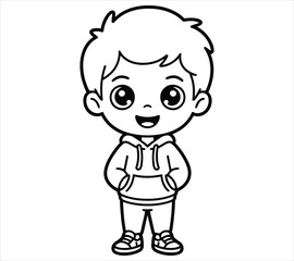 Obraz premium Minimal Black Boy Silhouette – Kawaii Chibi Vector